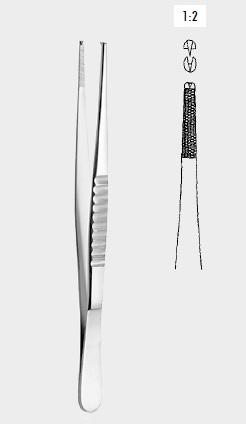 Пінцет Страсбург (Strasbourg), мод. з нарізкою 1x2 зубці, 15 см (cm). Бренд: Zepf (Зепф).